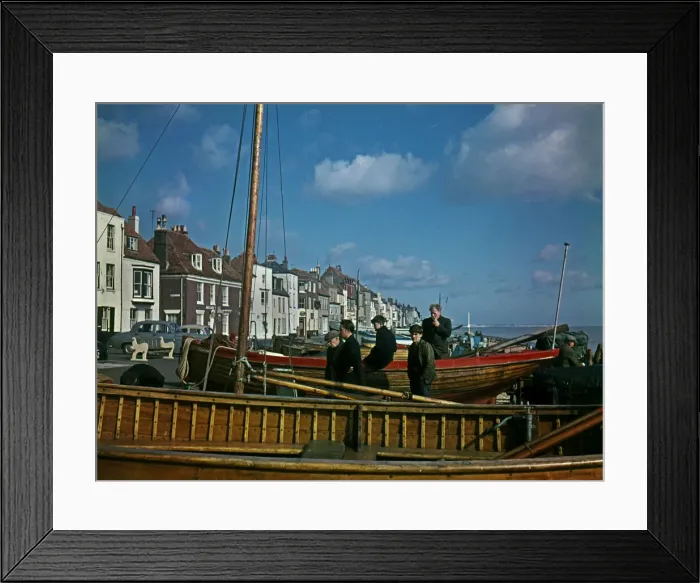 Framed Print : Fishermen with their boat at Deal, Kent Framed Print : Fishermen with their boat at Deal, Kent