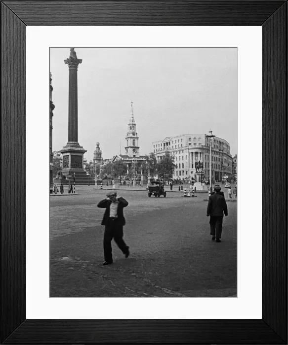 Framed Print : Men on their way to work, Trafalgar Square, London Framed Print : Men on their way to work, Trafalgar Square, London
