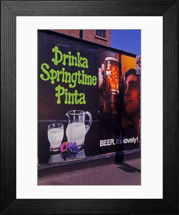 Framed Print : Milk and beer advertisements compete Framed Print : Milk and beer advertisements compete
