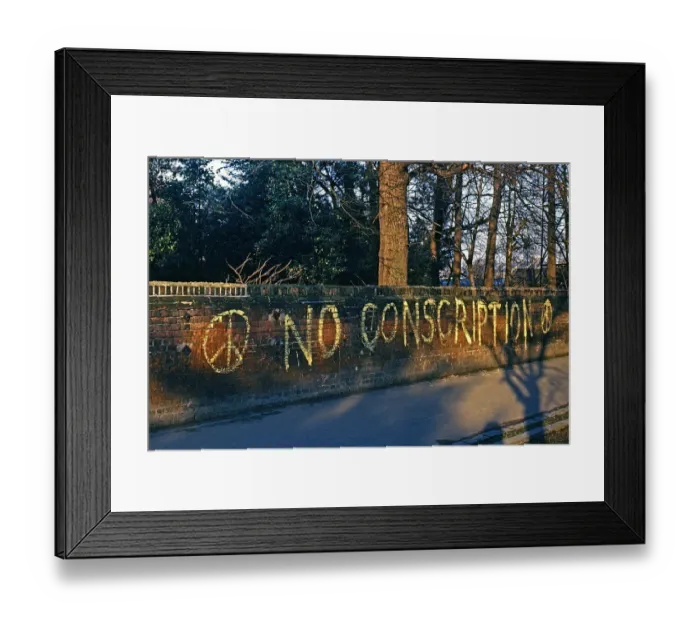 Framed Print : NO CONSCRIPTION painted on wall Framed Print : NO CONSCRIPTION painted on wall