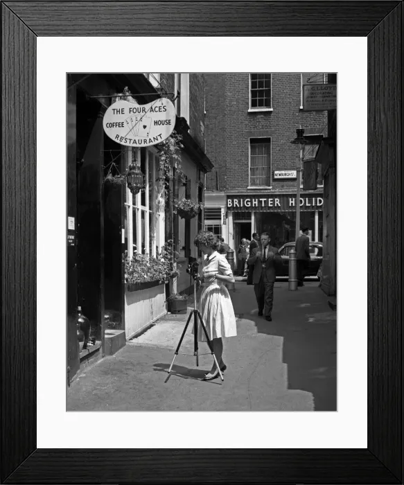 Framed Print : Photographer setting up shot, London Framed Print : Photographer setting up shot, London