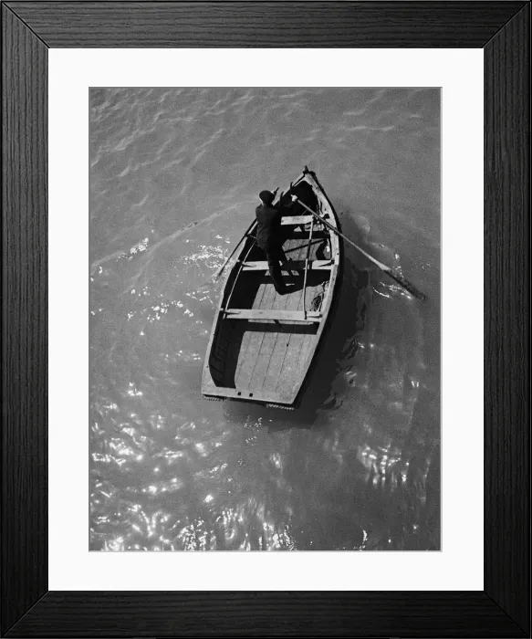 Framed Print : Sailor in rowing boat, Dieppe, France Framed Print : Sailor in rowing boat, Dieppe, France