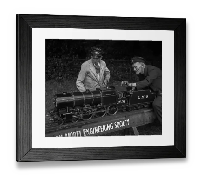Framed Print : Men with model working steam engine Framed Print : Men with model working steam engine