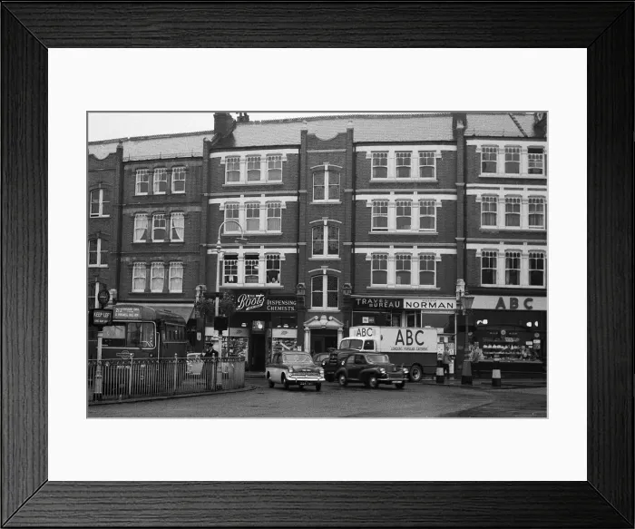 Framed Print : Street scene with Boots and ABC, North London Framed Print : Street scene with Boots and ABC, North London