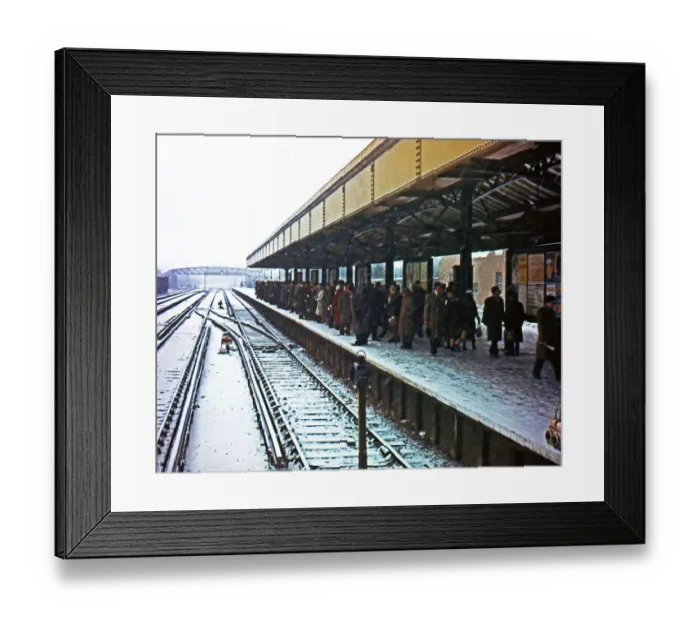 Framed Print : Suburban railway station under snow Framed Print : Suburban railway station under snow