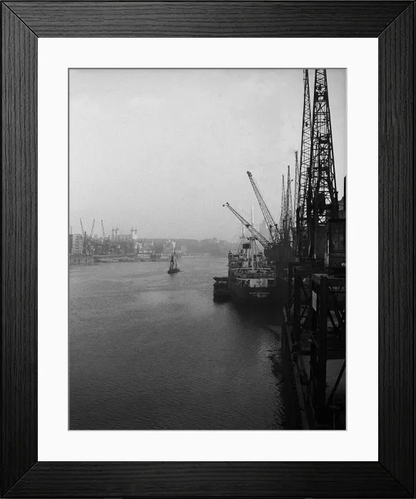 Framed Print : The Pool of London with cranes Framed Print : The Pool of London with cranes