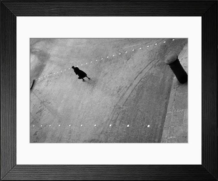 Framed Print : Woman and pillar box, Charlotte Street, London Framed Print : Woman and pillar box, Charlotte Street, London