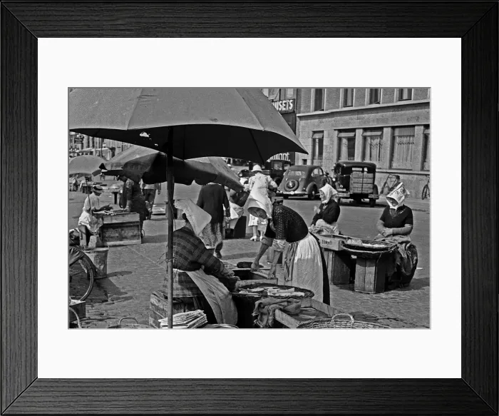 Framed Print : Women in traditional costume, Copenhagen fish market Framed Print : Women in traditional costume, Copenhagen fish market