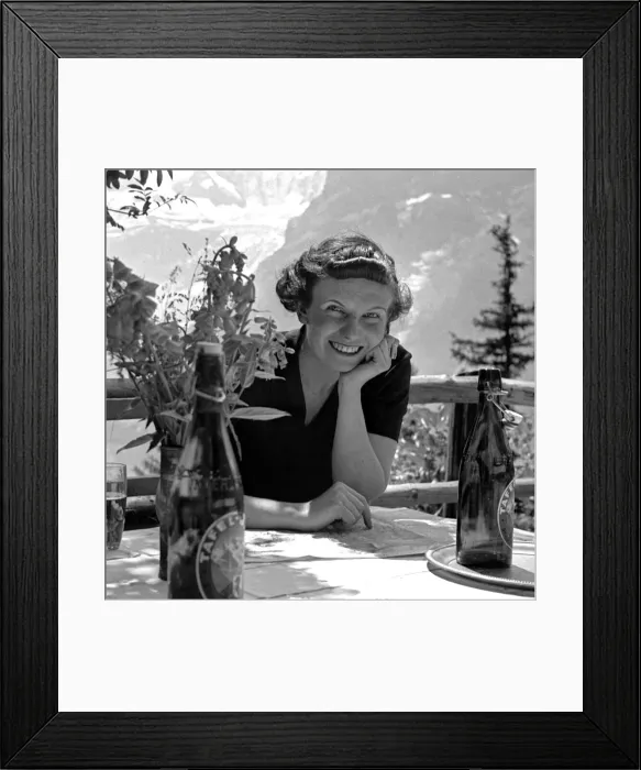 Framed Print : Young Swiss woman at Alpine retreat Framed Print : Young Swiss woman at Alpine retreat