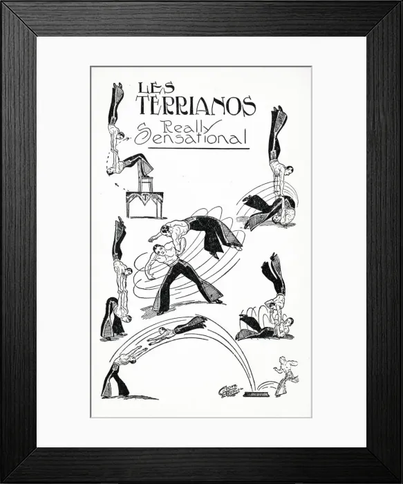 Framed Print : Les Terrianos, acrobatic troupe, really sensational Date: 1934 Framed Print : Les Terrianos, acrobatic troupe, really sensational Date: 1934