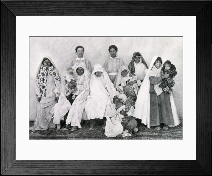Framed Print : Persian carpet weavers and children, Kerman, Iran Framed Print : Persian carpet weavers and children, Kerman, Iran