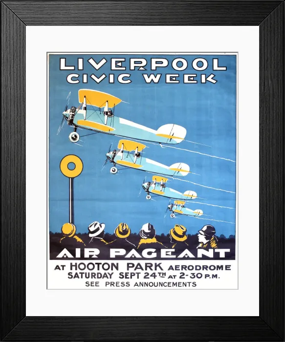 Framed Print : Poster, Liverpool Civic Week, Air Pageant at Hooton Park Aerodrome, 24 September Framed Print : Poster, Liverpool Civic Week, Air Pageant at Hooton Park Aerodrome, 24 September