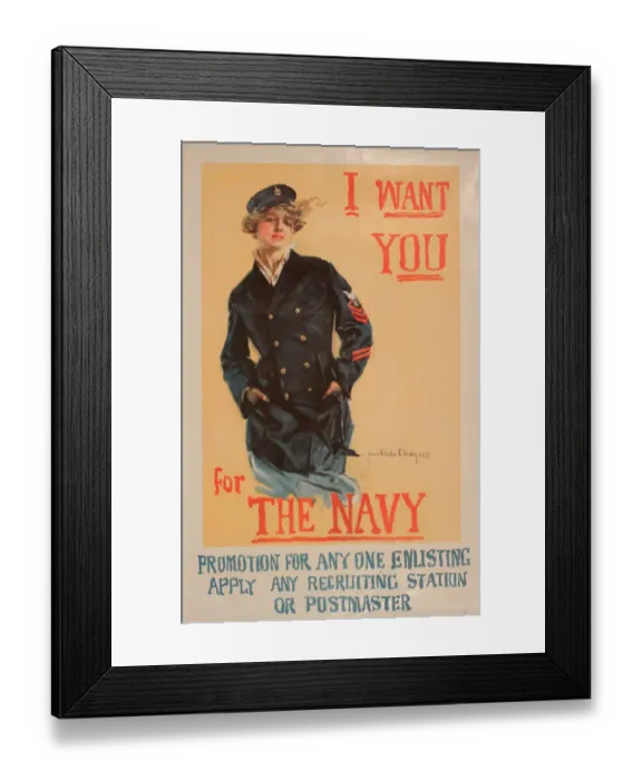 Framed Print : WW1 poster, I Want You for the Navy - promotion for anyone enlisting Framed Print : WW1 poster, I Want You for the Navy - promotion for anyone enlisting