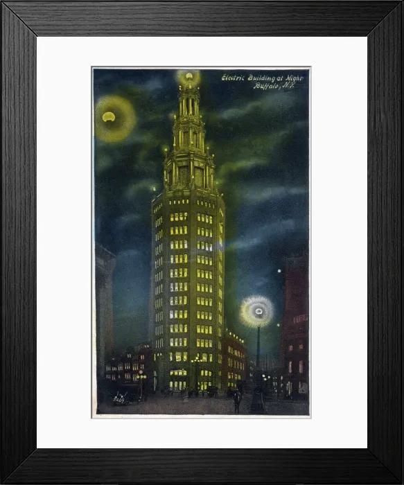 Framed Print : Electric Building at Night - Buffalo, NY, USA. Date: circa 1910s Framed Print : Electric Building at Night - Buffalo, NY, USA. Date: circa 1910s