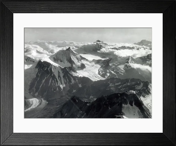 Framed Print : Aerial view of the Swiss Alps with Mont Blanc Framed Print : Aerial view of the Swiss Alps with Mont Blanc