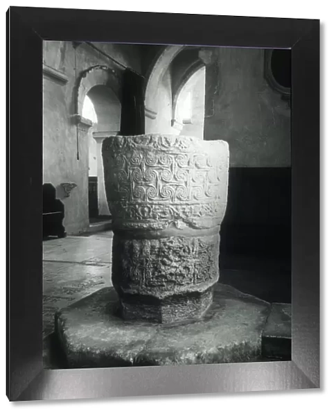 Font in the Saxon church of St. Marys at Deerhurst