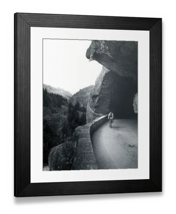 Framed Print : High Alpine road with rock-cut tunnel, France Framed Print : High Alpine road with rock-cut tunnel, France