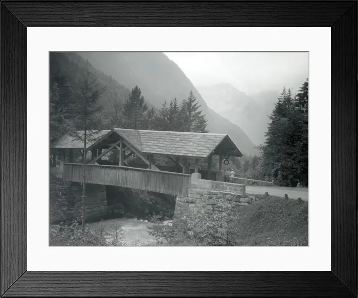 Framed Print : Small covered bridge, Alps Framed Print : Small covered bridge, Alps