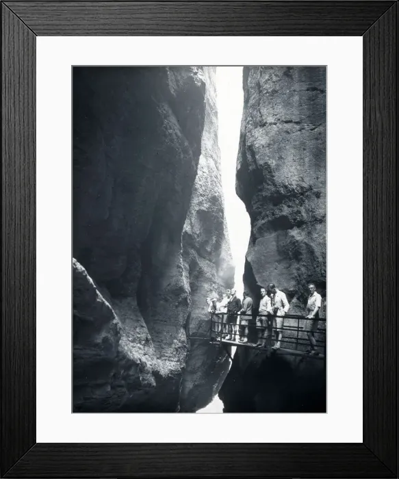 Framed Print : Narrow gorge with precipitous walkway, Italy Framed Print : Narrow gorge with precipitous walkway, Italy