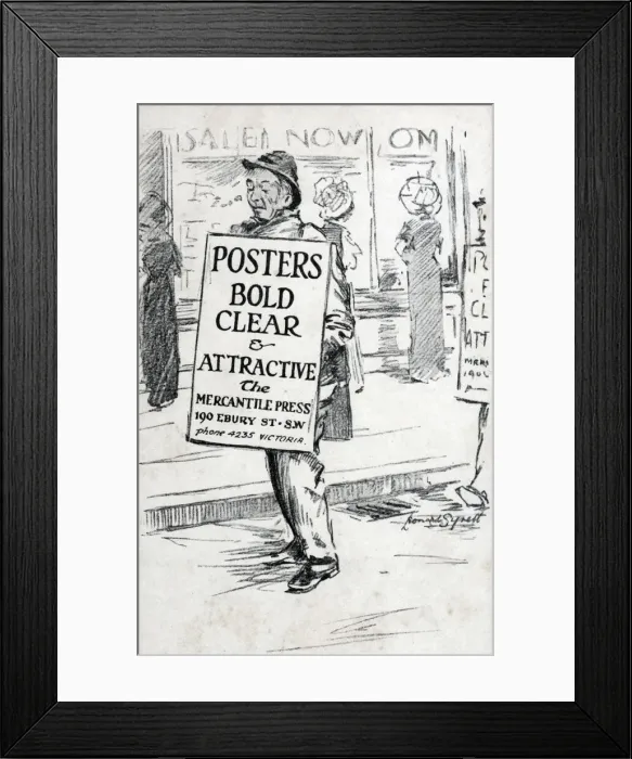 Framed Print : Posters, Bold, Clear & Attractive, The Mercantile Press, Ebury Street Framed Print : Posters, Bold, Clear & Attractive, The Mercantile Press, Ebury Street