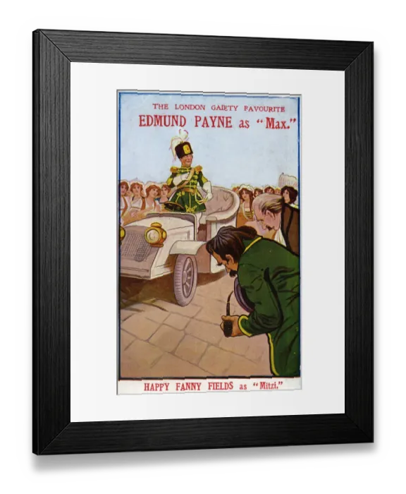Framed Print : Edmund Payne as Max Moddelkopf and Happy Fanny Fields as Mitzi in The Girls of Gottenberg Framed Print : Edmund Payne as Max Moddelkopf and Happy Fanny Fields as Mitzi in The Girls of Gottenberg