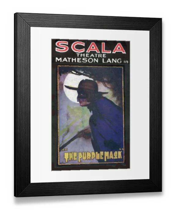 Framed Print : The Purple Mask at the Scala Theatre, adapted by Matheson Lang from Le Chevalier du Framed Print : The Purple Mask at the Scala Theatre, adapted by Matheson Lang from Le Chevalier du