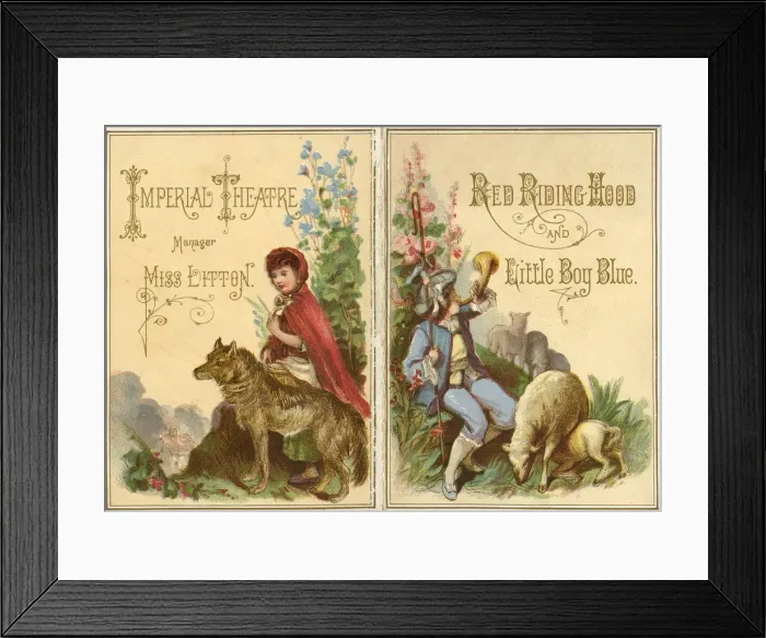 Framed Print : Red Riding Hood and Little Boy Blue, grand Christmas pantomime by W Younge Framed Print : Red Riding Hood and Little Boy Blue, grand Christmas pantomime by W Younge