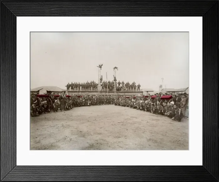 Framed Print : Display drill of the Japanese fire brigade, firemen Framed Print : Display drill of the Japanese fire brigade, firemen