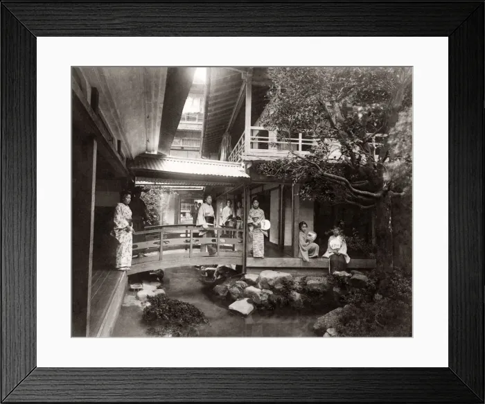 Framed Print : Tea house and geishas, Japan, c. 1880 s Framed Print : Tea house and geishas, Japan, c. 1880 s