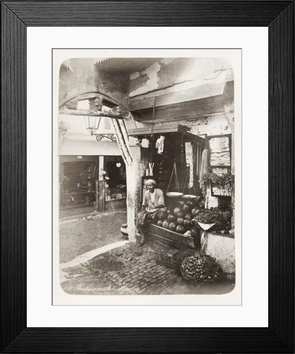 Framed Print : Shop with Arab man, probably Algiers, Algeria