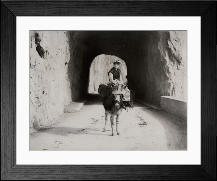 Framed Print : Women on a donkey, southern Europe Framed Print : Women on a donkey, southern Europe