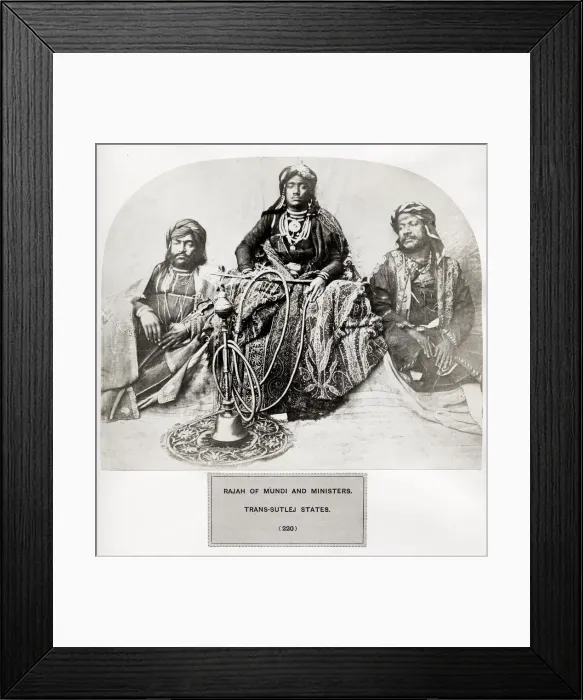 Framed Print : Rajah of Mundi and ministers, Trans-Sutlej states, India Framed Print : Rajah of Mundi and ministers, Trans-Sutlej states, India