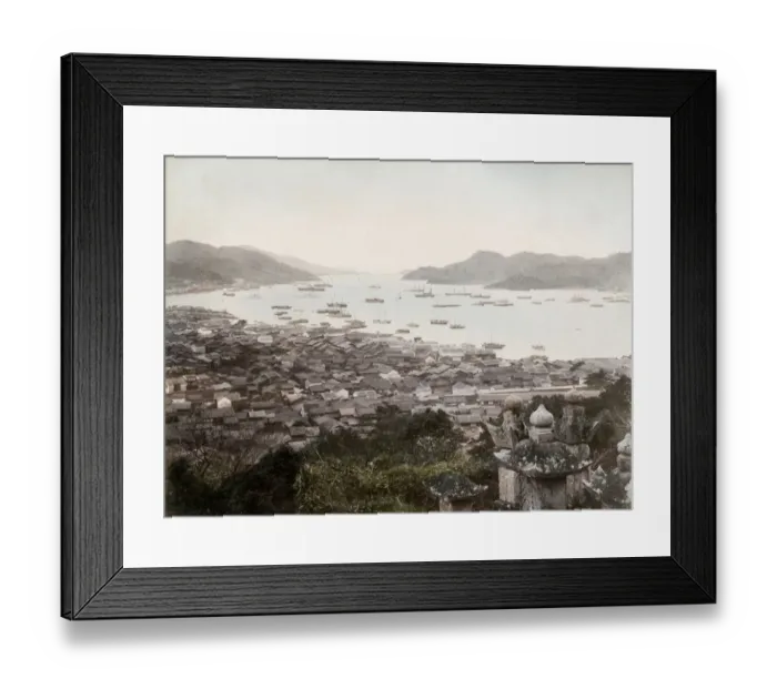 Framed Print : Harbour with ships in the bay, Nagasaki, Japan Framed Print : Harbour with ships in the bay, Nagasaki, Japan