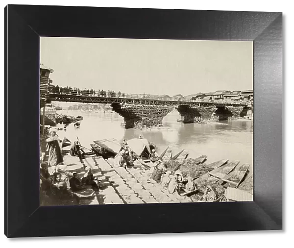 Bridge over the River Jhelum Srinagar, India, c. 1890 s