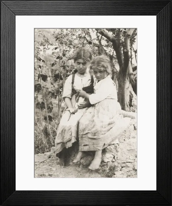 Framed Print : Two children on the island of Capri, Italy, young girls Framed Print : Two children on the island of Capri, Italy, young girls