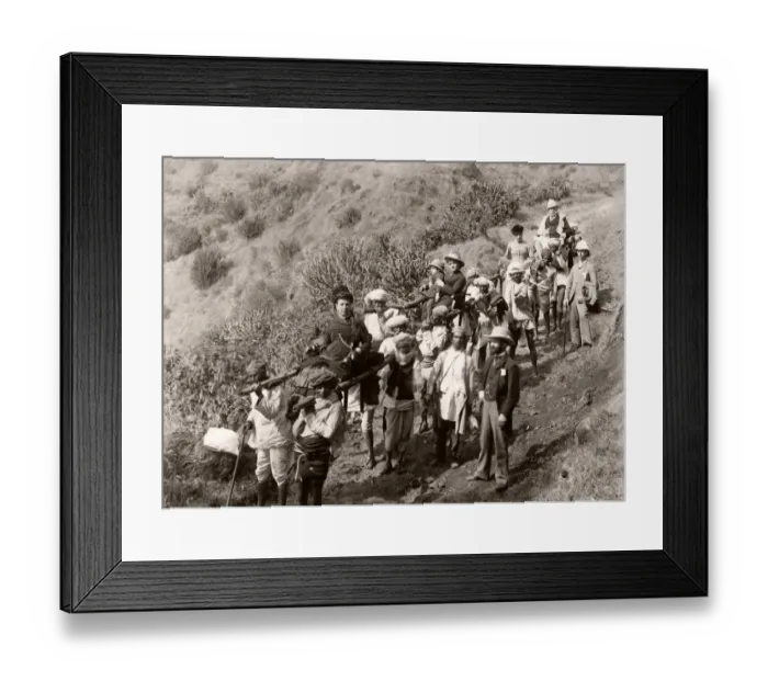 Framed Print : India - woman in a Sedan chair, carrying chair, with porters Framed Print : India - woman in a Sedan chair, carrying chair, with porters