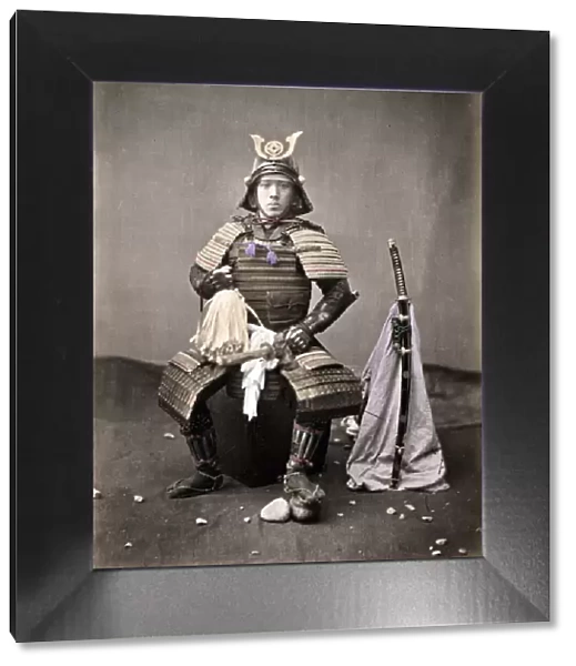 Japanese samurai with armour and swords, Japan, c. 1880 s