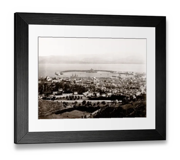 Framed Print : 19th century vintage photograph Italy - the city and harbour at Messina Framed Print : 19th century vintage photograph Italy - the city and harbour at Messina