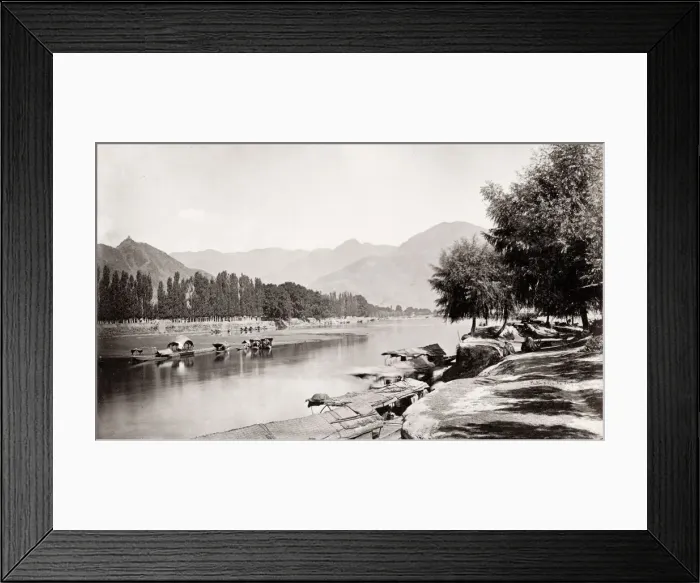 Framed Print : Jhelum River, Munshi Bagh, Srinagar City India Framed Print : Jhelum River, Munshi Bagh, Srinagar City India