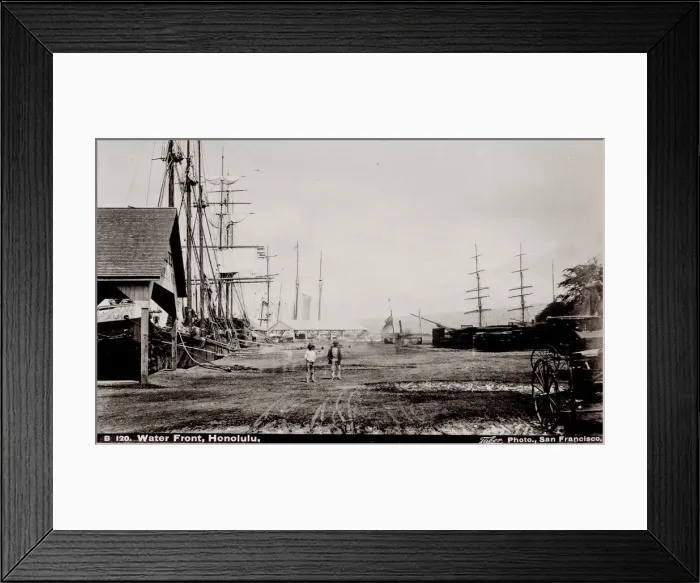 Framed Print : Waterfront, ships in the harbour, Honolulu Hawaii Framed Print : Waterfront, ships in the harbour, Honolulu Hawaii