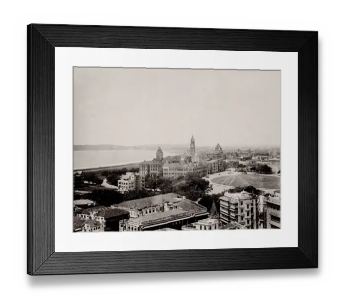 Framed Print : Bombay, Mumbai, looking out to sea, Rajabi clock tower Framed Print : Bombay, Mumbai, looking out to sea, Rajabi clock tower
