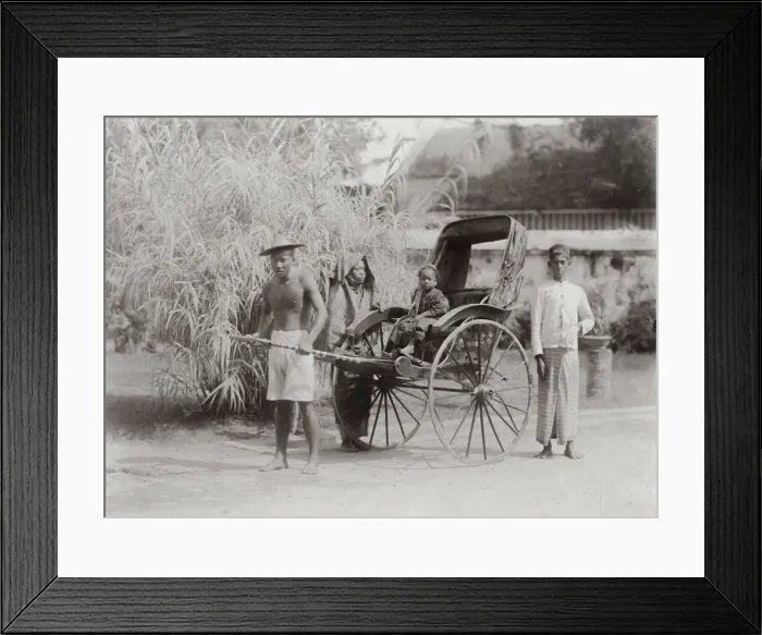 Framed Print : Child in a rickshaw, jinrikisha, Singapore