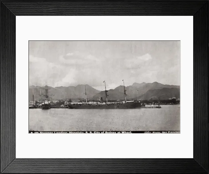 Framed Print : Steamer Landing, steam ship in port, dock, Honolulu Framed Print : Steamer Landing, steam ship in port, dock, Honolulu