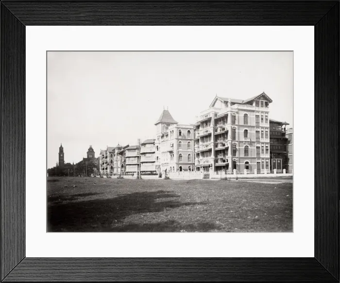 Framed Print : Street view Bombay, Mumbai, Rajabi clock tower Framed Print : Street view Bombay, Mumbai, Rajabi clock tower