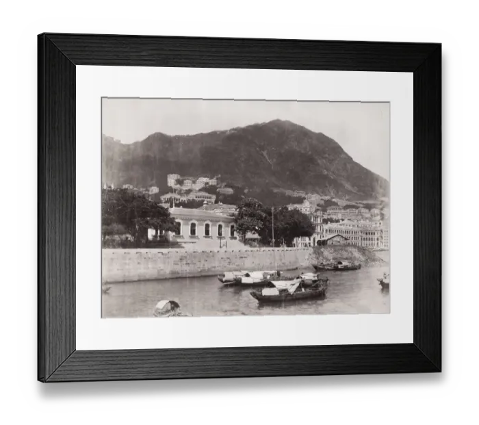Framed Print : Waterfront and Peak, with boats in the harbour, Hong Kong Framed Print : Waterfront and Peak, with boats in the harbour, Hong Kong