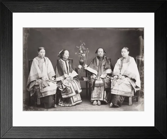 Framed Print : Chinese women in ornate robes with bound feet, China Framed Print : Chinese women in ornate robes with bound feet, China