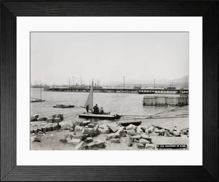 Framed Print : Onohama of Kobe, harbour with ships, Japan Framed Print : Onohama of Kobe, harbour with ships, Japan