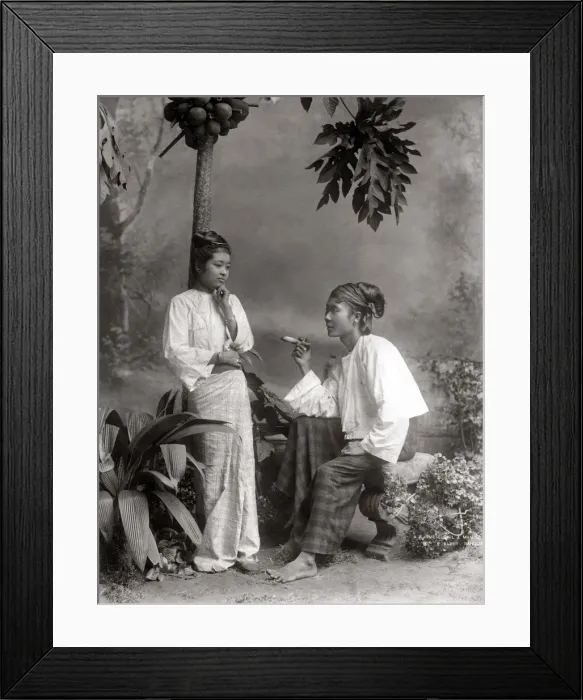 Framed Print : Young Burmese with cigar, Burma (Myanmar) c. 1890 s Framed Print : Young Burmese with cigar, Burma (Myanmar) c. 1890 s