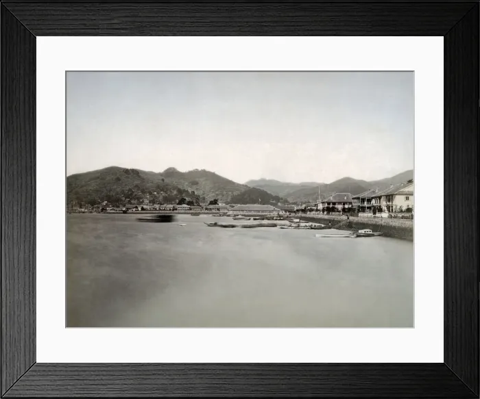 Framed Print : Foreign settlement, Nagasaki seafront, Japan, c. 1880 s Framed Print : Foreign settlement, Nagasaki seafront, Japan, c. 1880 s
