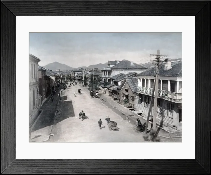 Framed Print : Street scene with rickshaws and carts, Japan, c. 1880 s Framed Print : Street scene with rickshaws and carts, Japan, c. 1880 s